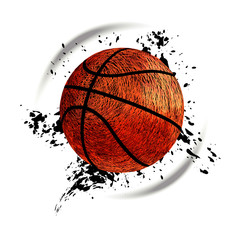 vector illustration for basketball, grunge style, a lot of lines, spots, splashes