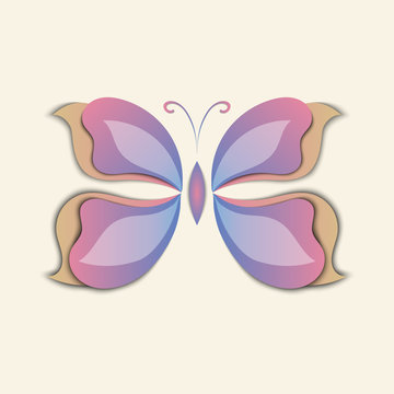3D paper abstract butterfly colorful shape