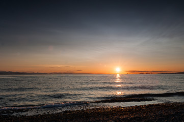 Fototapeta premium sunset at Point Roberts beach, Whatcom county, Washington state