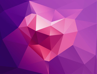 Polygonal horizontal background with heart