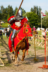VYBORG, RUSSIA: Tournament during the medieval festival. Festival is taking place every year in...