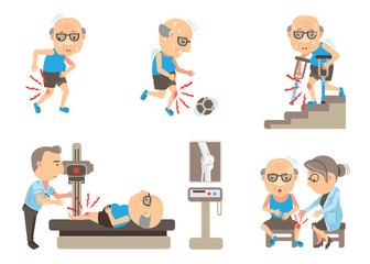 Knee Pain/Seniors Knee Pain cartoon vector illustration