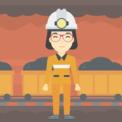 Confident miner in hardhat vector illustration.