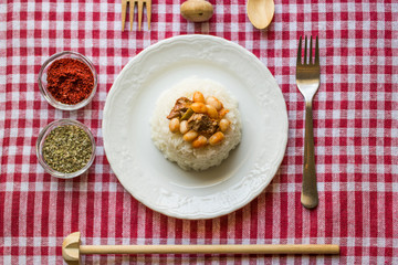 Baked beans on a rice / Kuru Fasulye.