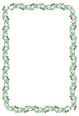 Color frame with abstract flowers. Vector clip art.
