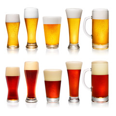 Set of different glasses of beer