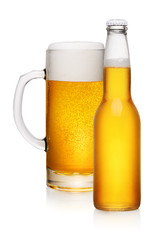 Glass and bottle of beer