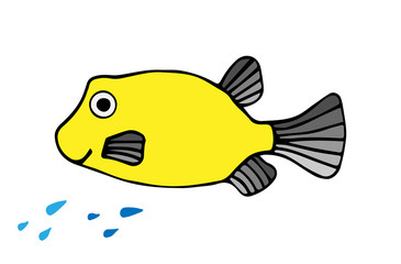 Smile yellow fish with sparks