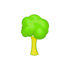 Green tree icon in cartoon style isolated on white background. Plants symbol