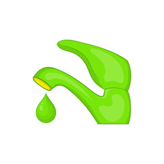 Eco water from faucet icon in cartoon style isolated on white background. Ecology symbol