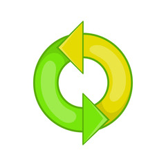 Recycling sign icon in cartoon style isolated on white background. Ecology symbol