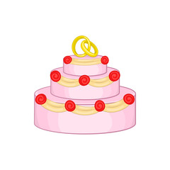 Wedding cake icon in cartoon style isolated on white background. Food symbol