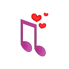 Love song icon in cartoon style isolated on white background. Romance symbol