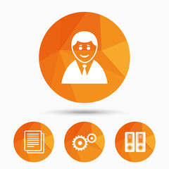 Accounting workflow icons. Human documents.