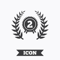 Second place award sign icon. Prize for winner.