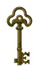 Vintage key vector isolated icon