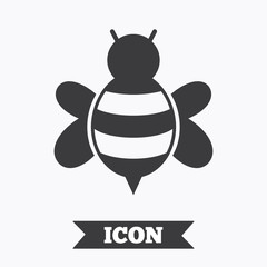 Bee sign icon. Honeybee or apis symbol.