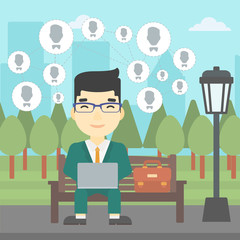 Man surfing in the social network.