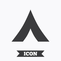 Tourist tent sign icon. Camping symbol.