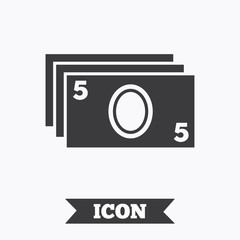 Cash sign icon. Paper money symbol.