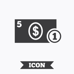 Cash sign icon. Dollar Money symbol. Coin.