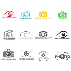 logo of the photographer. a set of logos in different styles.