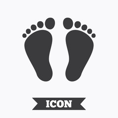 Child pair of footprint sign icon. Barefoot .