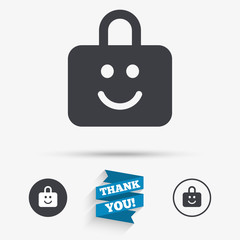 Child lock icon. Locker with smile symbol.