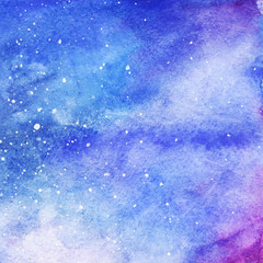 Watercolor colorful starry space galaxy nebula background