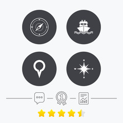 Windrose navigation compass, shipping delivery.