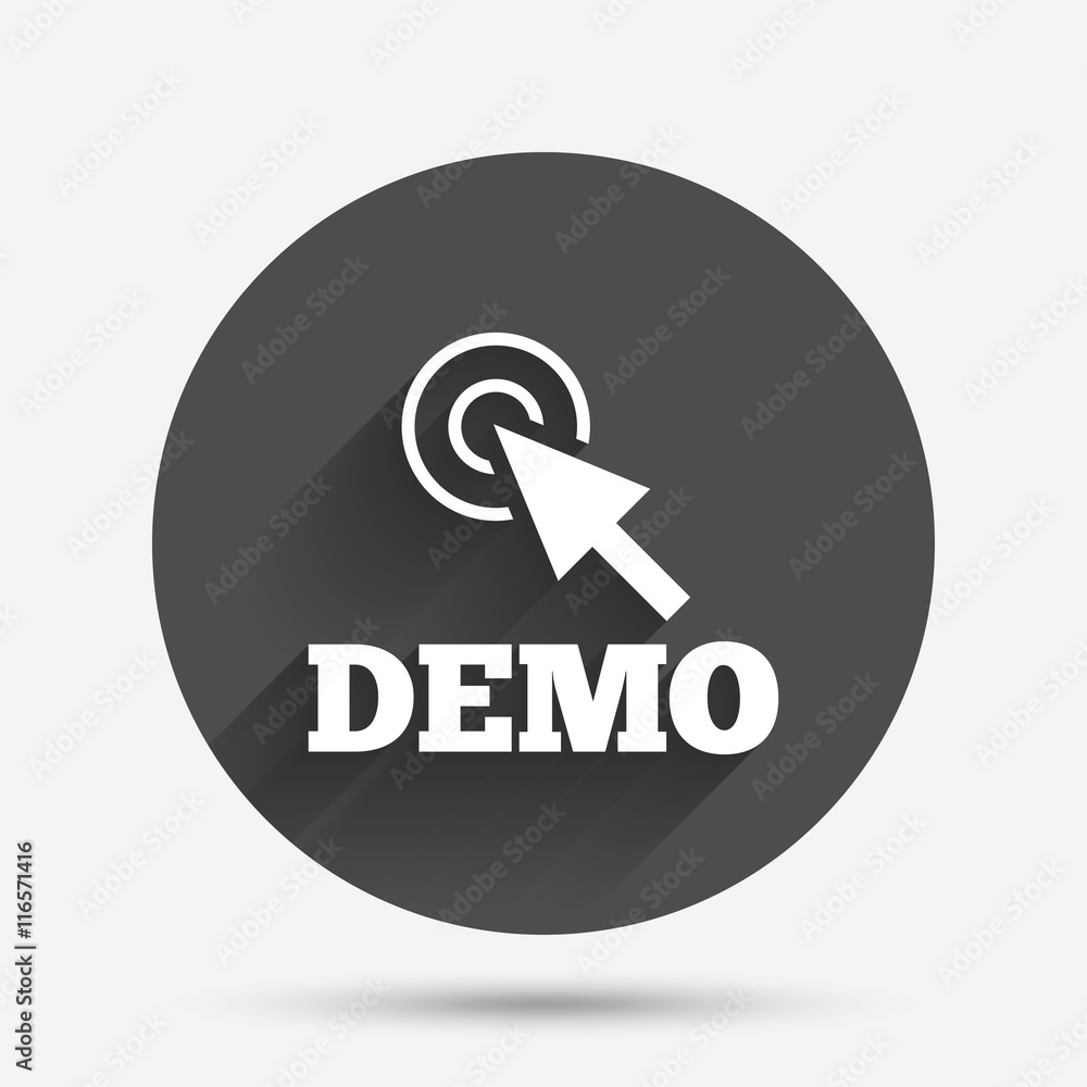 Poster demo with cursor sign icon. demonstration symbol