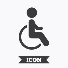 Disabled sign icon. Human on wheelchair symbol.