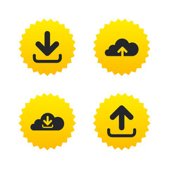 Download now signs. Upload from cloud icon.