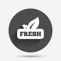 Fresh product sign icon. Leaf symbol.