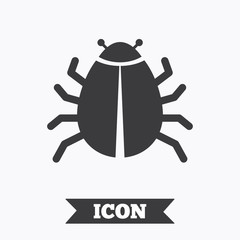 Bug sign icon. Virus symbol. Software bug error.