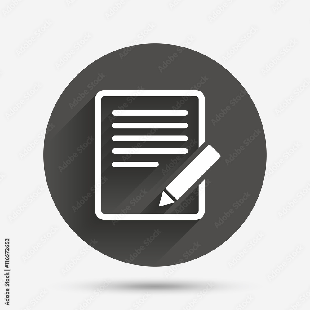 Poster edit document sign icon. edit content button.