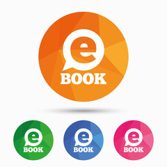 E-Book sign icon. Electronic book symbol.