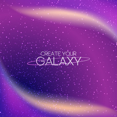 Abstract galaxy background with milky way, stardust, nebula and bright shining stars. Cosmic vector illustration