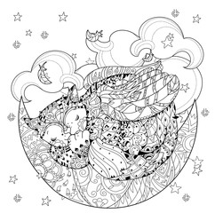 Cute sleeping cat with wings