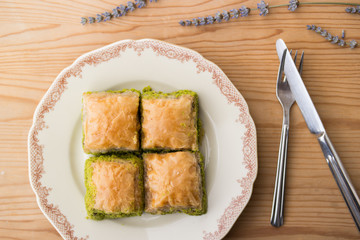 Baklava with pistachio / Turkish Traditional Dessert