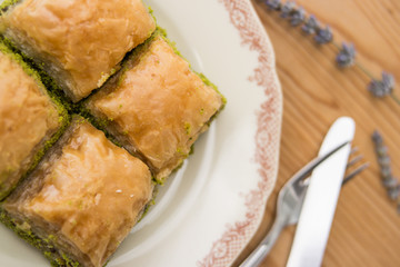Baklava with pistachio / Turkish Traditional Dessert