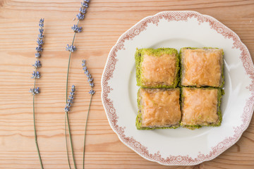 Baklava with pistachio / Turkish Traditional Dessert