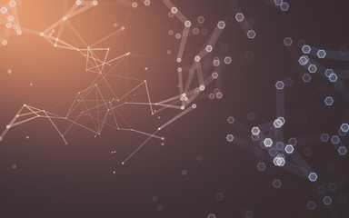 Abstract polygonal space low poly dark background, 3d rendering