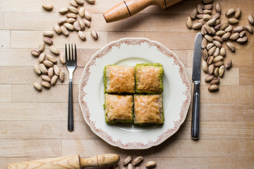 Baklava with pistachio / Turkish Traditional Dessert