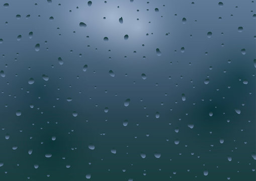Vector Illustration. Drops of rain on glass.