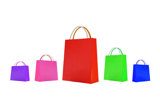 Colorful paper shopping bags with different sizes