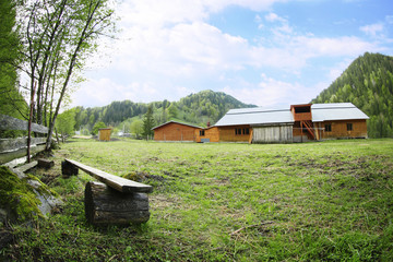 Wooden house in mountains