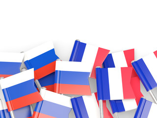 Fototapeta na wymiar Flags of Russia and France isolated on white