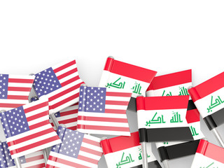 Fototapeta na wymiar Flags of USA and Iraq isolated on white