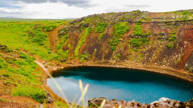 Time lapse of Kerid volcanic crater lake in the Grimsnes, southwestern Iceland
